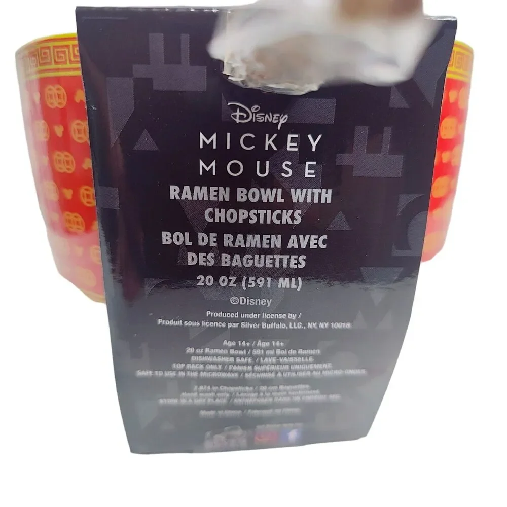 Disney Ceramic Ramen Bowl Set‎ Mickey Mouse Wild Wok Matching Chopsticks New